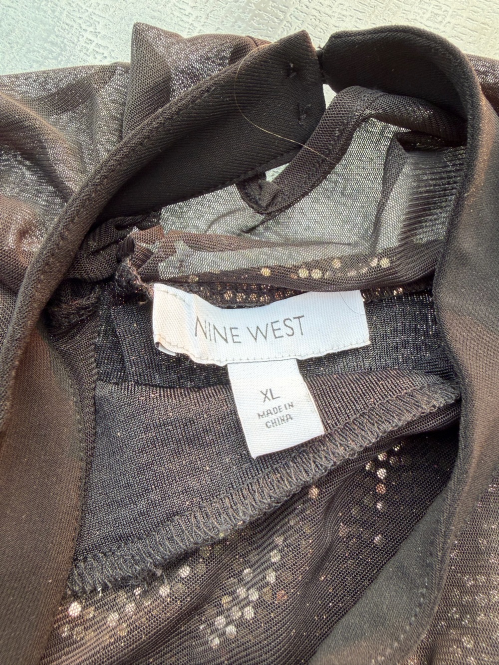 Nine West Black Mesh Top with Gold Sequin Accents - Picture 6 of 10